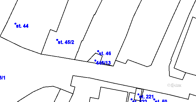 Parcela st. 46 v KÚ Láz u Nových Syrovic, Katastrální mapa