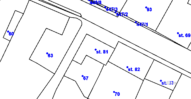 Parcela st. 81 v KÚ Láz u Nových Syrovic, Katastrální mapa