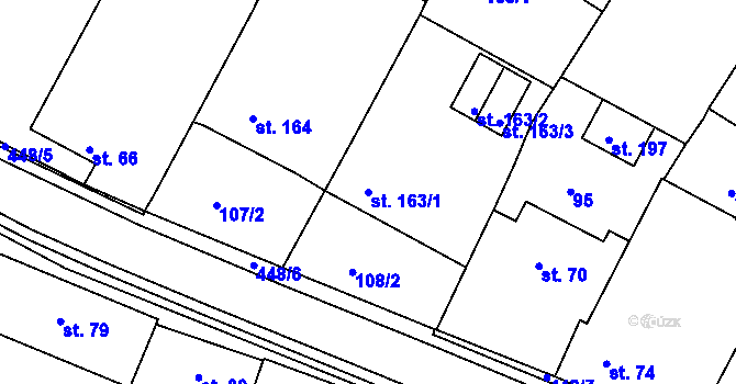 Parcela st. 163/1 v KÚ Láz u Nových Syrovic, Katastrální mapa