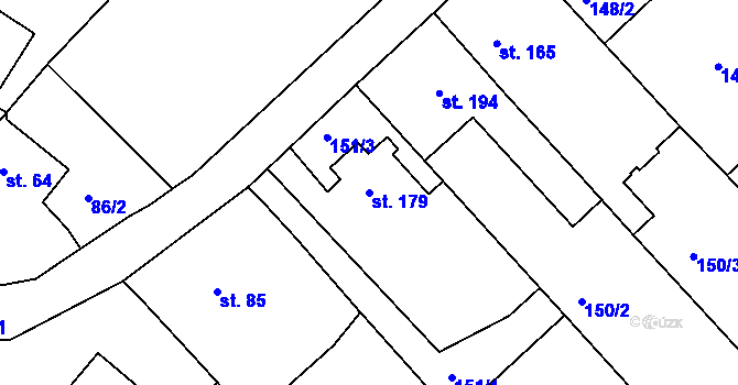 Parcela st. 179 v KÚ Láz u Nových Syrovic, Katastrální mapa