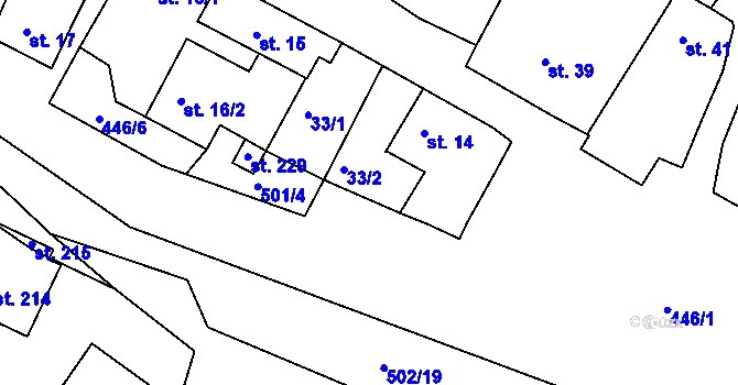 Parcela st. 32 v KÚ Láz u Nových Syrovic, Katastrální mapa