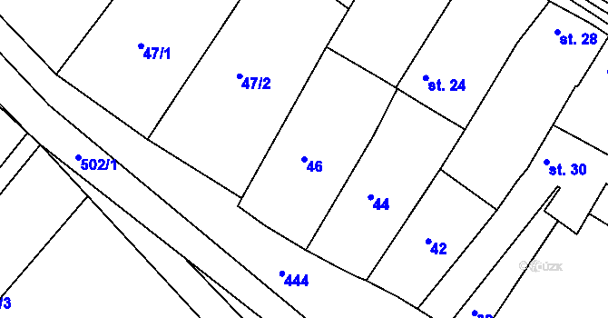 Parcela st. 46 v KÚ Láz u Nových Syrovic, Katastrální mapa