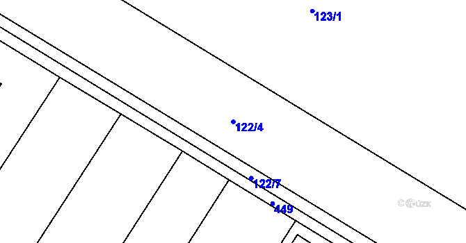 Parcela st. 122/4 v KÚ Láz u Nových Syrovic, Katastrální mapa