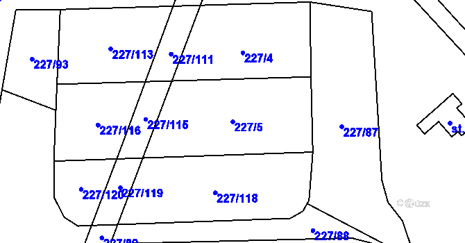 Parcela st. 227/5 v KÚ Láz u Nových Syrovic, Katastrální mapa