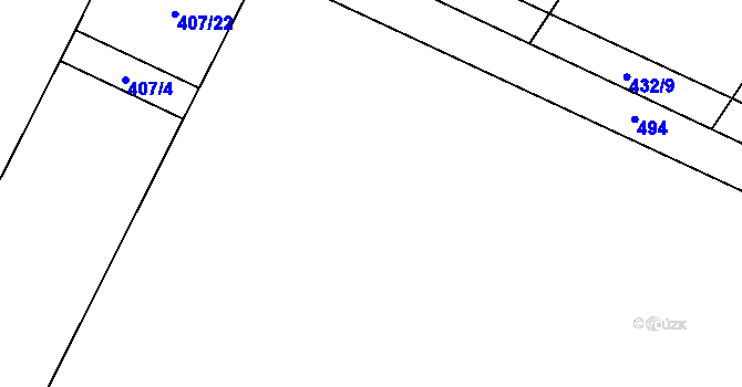 Parcela st. 407/3 v KÚ Láz u Nových Syrovic, Katastrální mapa