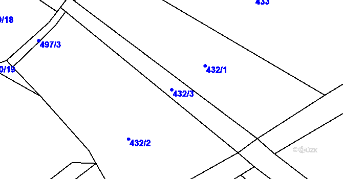 Parcela st. 432/3 v KÚ Láz u Nových Syrovic, Katastrální mapa