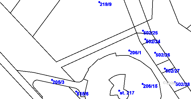 Parcela st. 488/2 v KÚ Láz u Nových Syrovic, Katastrální mapa
