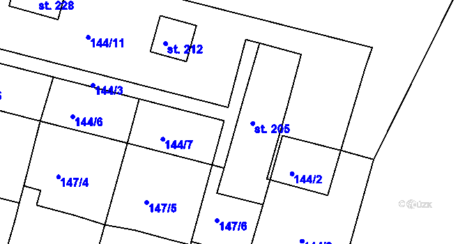 Parcela st. 144/12 v KÚ Láz u Nových Syrovic, Katastrální mapa