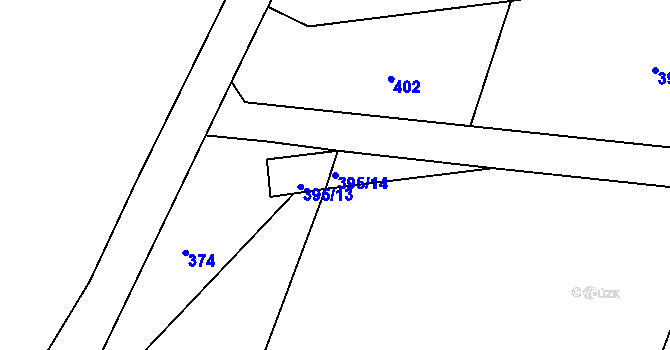 Parcela st. 395/14 v KÚ Láz u Nových Syrovic, Katastrální mapa