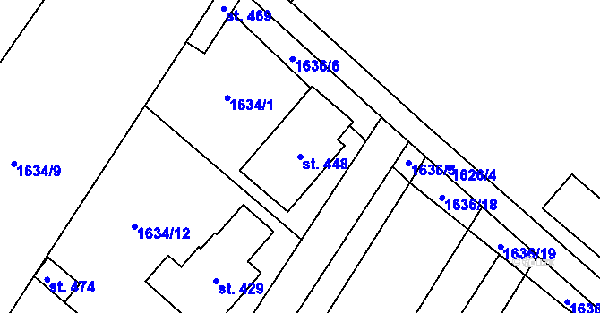 Parcela st. 448 v KÚ Nové Syrovice, Katastrální mapa