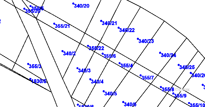 Parcela st. 355/6 v KÚ Nové Syrovice, Katastrální mapa