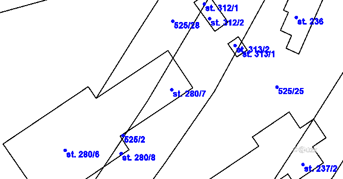 Parcela st. 280/7 v KÚ Nové Syrovice, Katastrální mapa