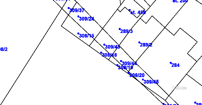 Parcela st. 308/18 v KÚ Nové Syrovice, Katastrální mapa