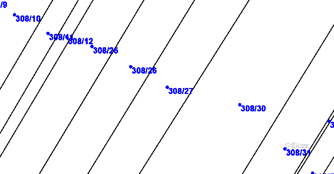 Parcela st. 308/27 v KÚ Nové Syrovice, Katastrální mapa