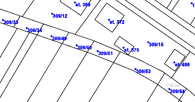 Parcela st. 309/51 v KÚ Nové Syrovice, Katastrální mapa