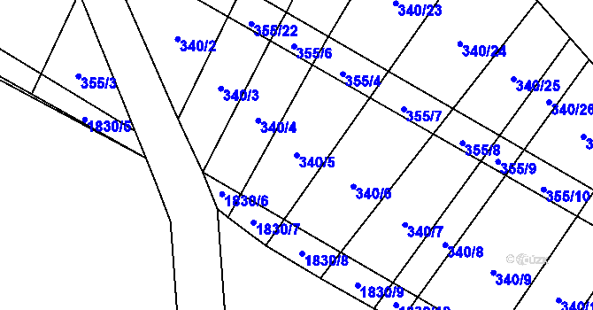 Parcela st. 340/5 v KÚ Nové Syrovice, Katastrální mapa