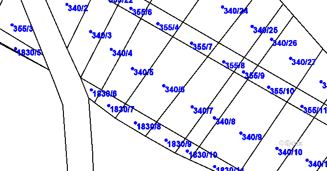 Parcela st. 340/6 v KÚ Nové Syrovice, Katastrální mapa