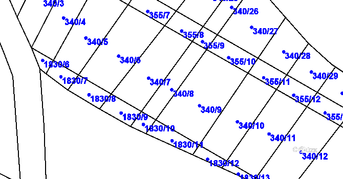 Parcela st. 340/8 v KÚ Nové Syrovice, Katastrální mapa