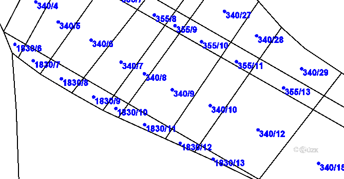 Parcela st. 340/9 v KÚ Nové Syrovice, Katastrální mapa