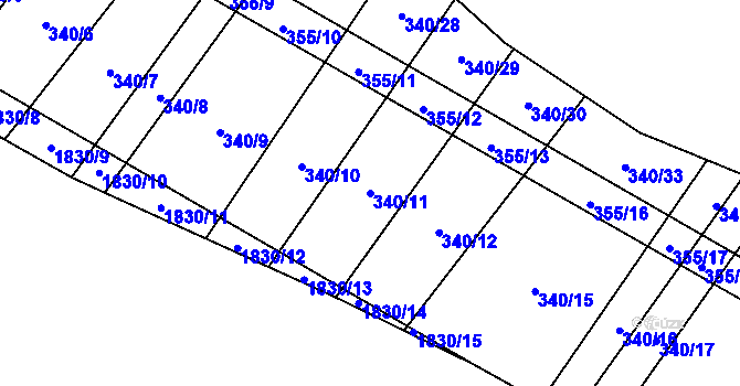 Parcela st. 340/11 v KÚ Nové Syrovice, Katastrální mapa