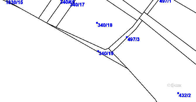 Parcela st. 340/19 v KÚ Nové Syrovice, Katastrální mapa
