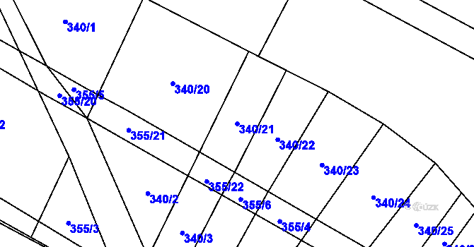 Parcela st. 340/21 v KÚ Nové Syrovice, Katastrální mapa