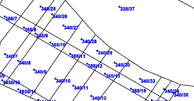 Parcela st. 340/29 v KÚ Nové Syrovice, Katastrální mapa