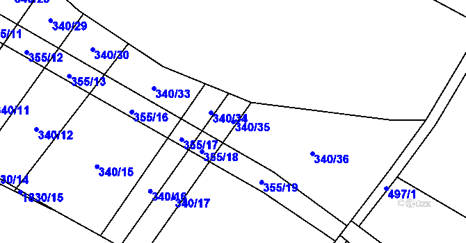 Parcela st. 340/35 v KÚ Nové Syrovice, Katastrální mapa