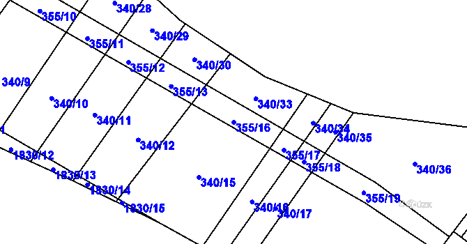 Parcela st. 355/16 v KÚ Nové Syrovice, Katastrální mapa