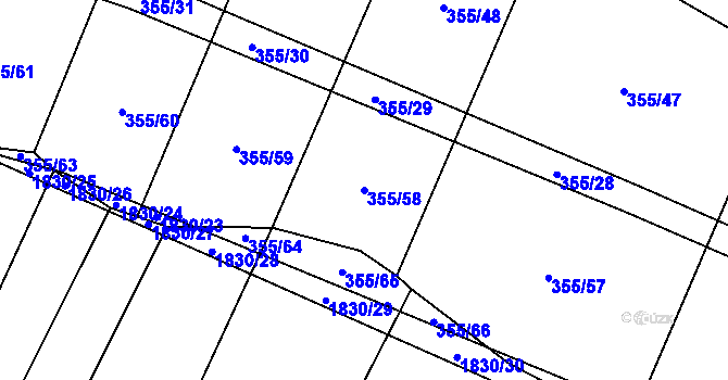Parcela st. 355/58 v KÚ Nové Syrovice, Katastrální mapa