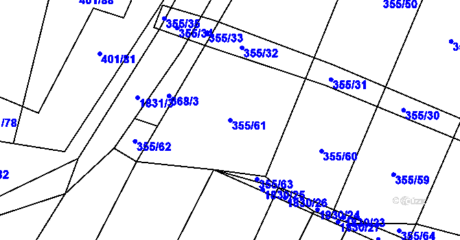 Parcela st. 355/61 v KÚ Nové Syrovice, Katastrální mapa