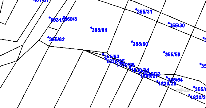 Parcela st. 355/63 v KÚ Nové Syrovice, Katastrální mapa
