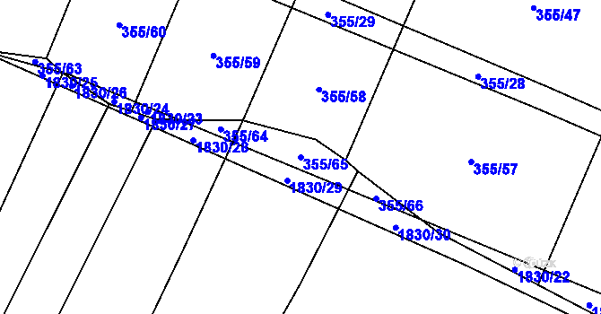 Parcela st. 355/65 v KÚ Nové Syrovice, Katastrální mapa