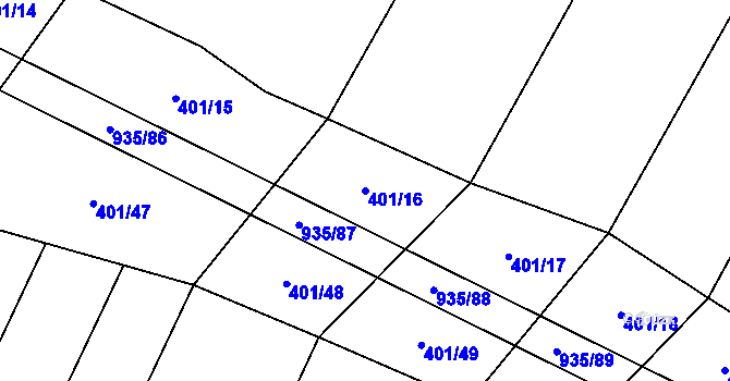 Parcela st. 401/16 v KÚ Nové Syrovice, Katastrální mapa