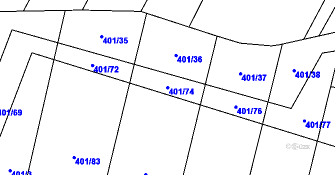 Parcela st. 401/74 v KÚ Nové Syrovice, Katastrální mapa