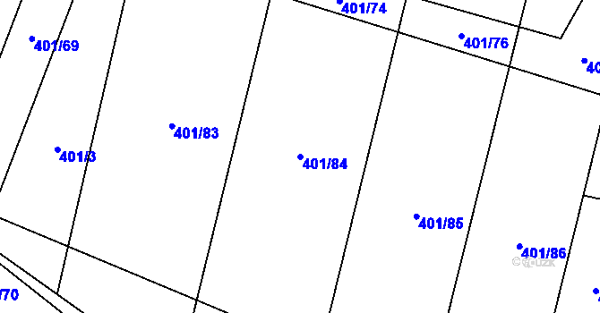 Parcela st. 401/84 v KÚ Nové Syrovice, Katastrální mapa
