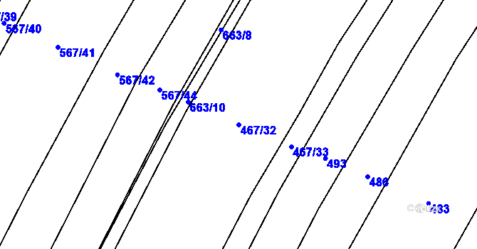 Parcela st. 467/32 v KÚ Nové Syrovice, Katastrální mapa