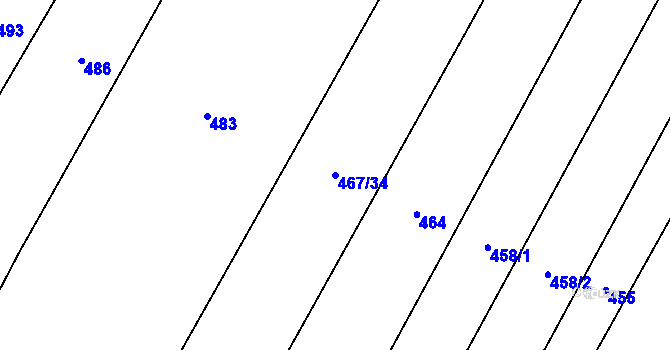 Parcela st. 467/34 v KÚ Nové Syrovice, Katastrální mapa
