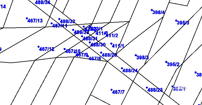 Parcela st. 488/29 v KÚ Nové Syrovice, Katastrální mapa