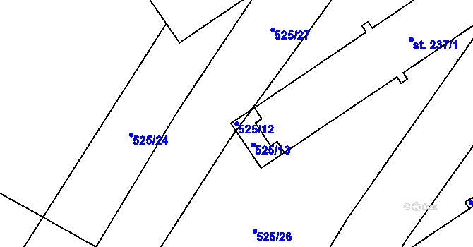 Parcela st. 525/12 v KÚ Nové Syrovice, Katastrální mapa