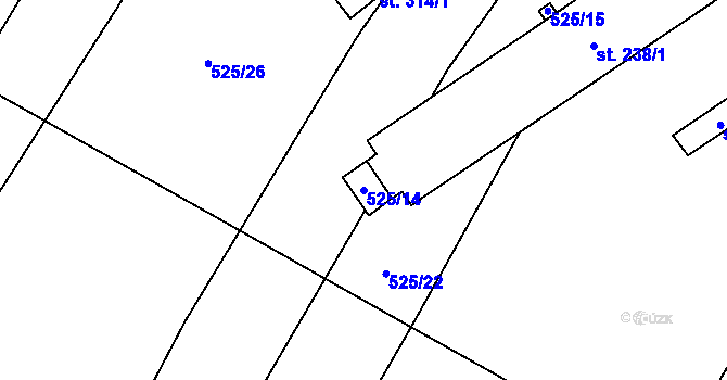 Parcela st. 525/14 v KÚ Nové Syrovice, Katastrální mapa
