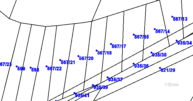 Parcela st. 567/18 v KÚ Nové Syrovice, Katastrální mapa