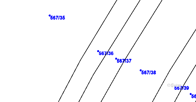 Parcela st. 567/36 v KÚ Nové Syrovice, Katastrální mapa
