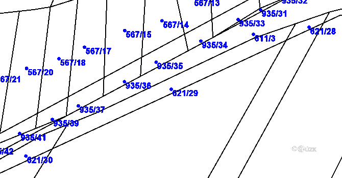 Parcela st. 621/29 v KÚ Nové Syrovice, Katastrální mapa