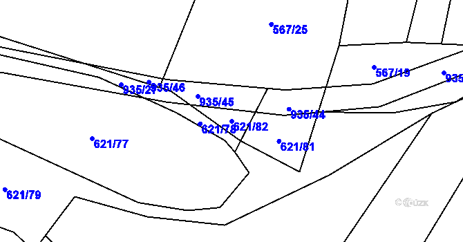 Parcela st. 621/82 v KÚ Nové Syrovice, Katastrální mapa