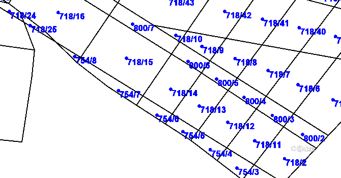Parcela st. 718/14 v KÚ Nové Syrovice, Katastrální mapa