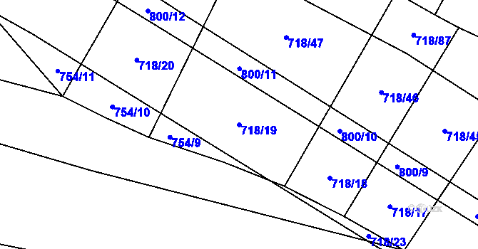 Parcela st. 718/19 v KÚ Nové Syrovice, Katastrální mapa