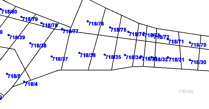 Parcela st. 718/35 v KÚ Nové Syrovice, Katastrální mapa