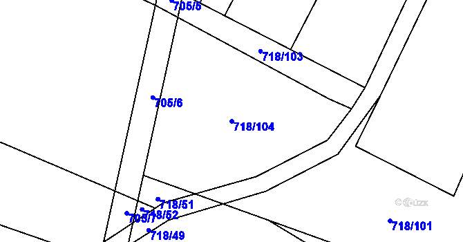 Parcela st. 718/104 v KÚ Nové Syrovice, Katastrální mapa