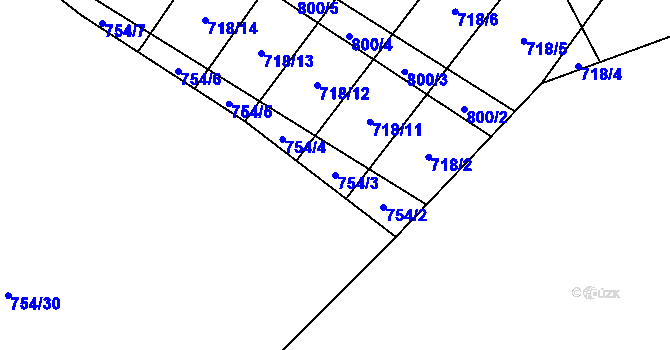 Parcela st. 754/3 v KÚ Nové Syrovice, Katastrální mapa